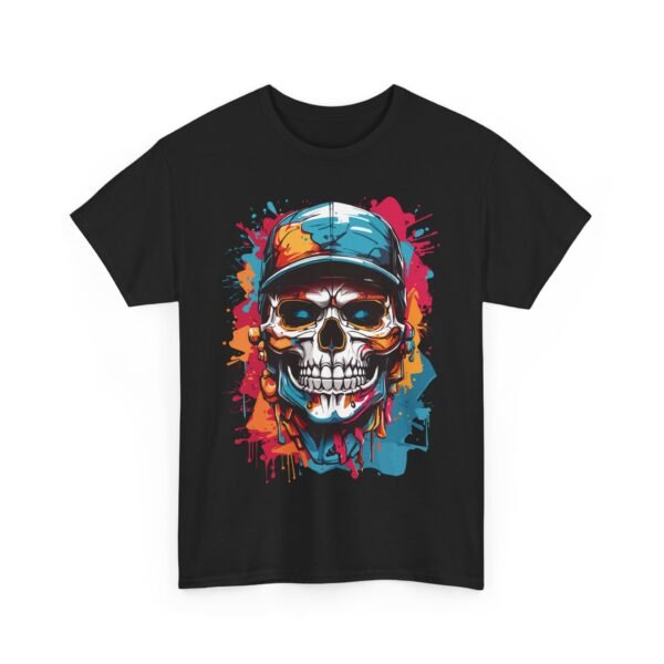 Skull Head wear Cap Halloween T-Shirt 100% Cotton Unisex - Image 4