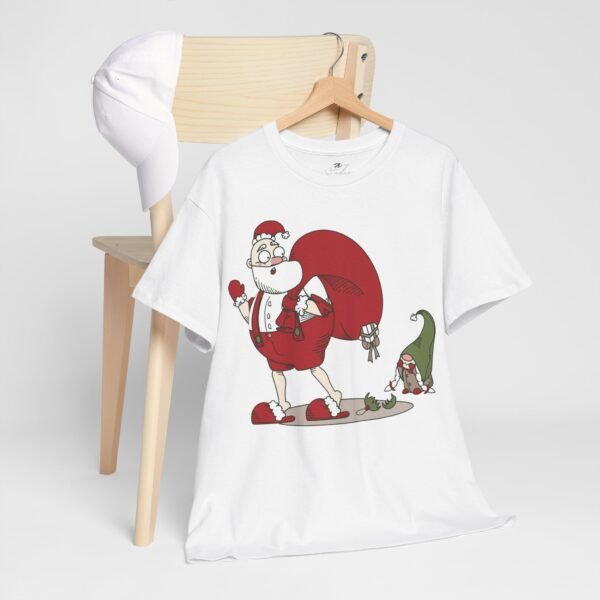 Funny Santa and Elf Christmas T-Shirt - Holiday Humor Tee for Christmas Lovers - Festive Cartoon Santa Claus Shirt - Image 3