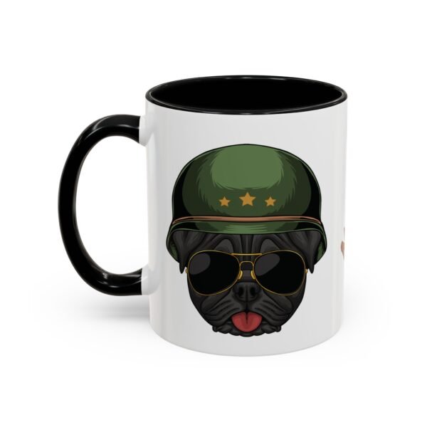 Cool Pug Attitude – Stylish 11oz Ceramic Mug with Fedora & Army Helmet Dog Designs - Image 3