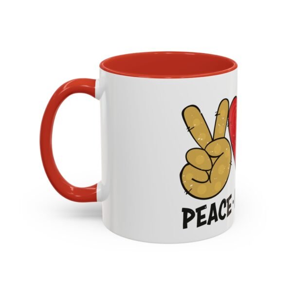 Peace Love – Unique 11oz Ceramic Mug with Stylish Graphic Design - Image 3