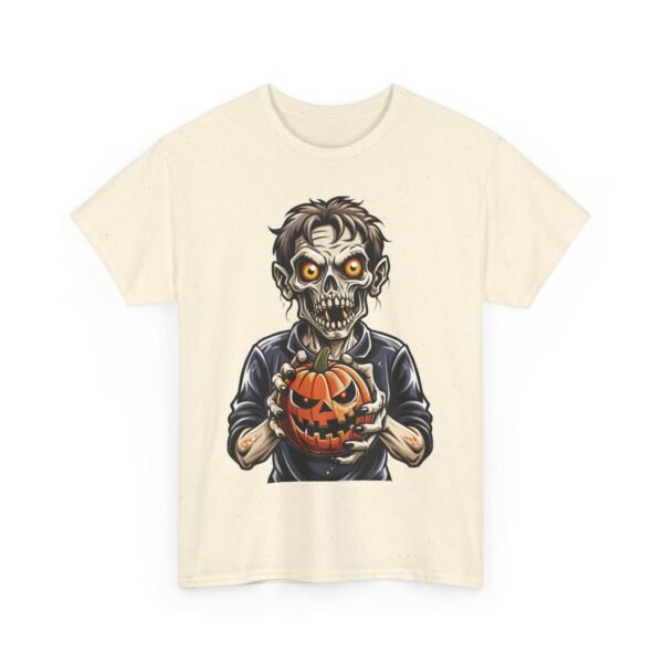 Zombie Mascot with Pumpkin Halloween T-Shirt 100% Cotton Unisex