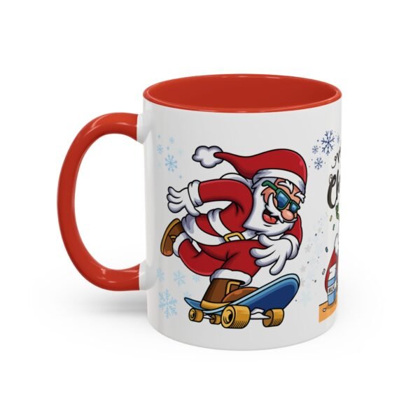 Cool Santa 11oz Ceramic Mug with Skateboarding, Basketball & Chill Design – Fun Christmas Mug - Image 3