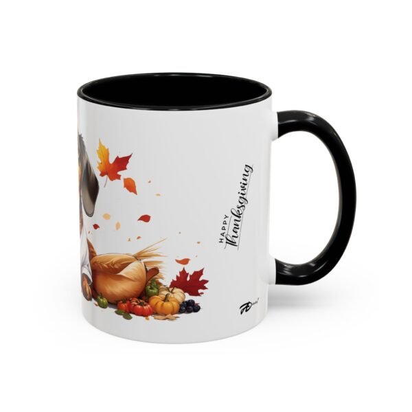 Dachshund with Pumpkins Grateful & Thankful Ceramic Mug -11oz Thanksgiving Coffee Cup - Image 2