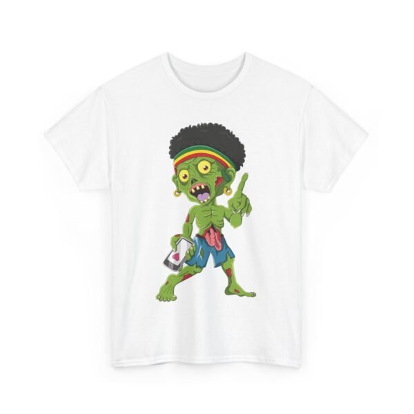 Zombie Holding a Phone Halloween T-Shirt 100% Cotton Unisex