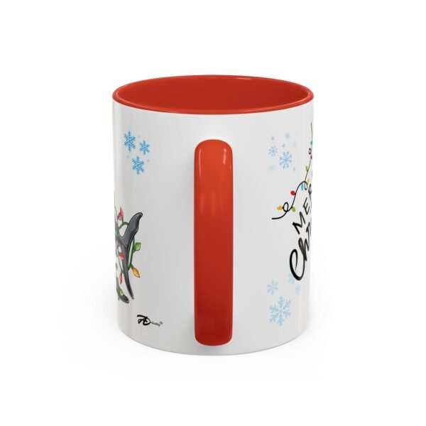 Festive Shark 11oz Ceramic Mug with Santa Hat & Christmas Lights – Fun Holiday Mug for Ocean Lovers - Image 4