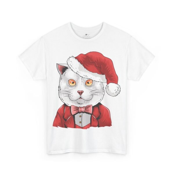 Santa Cat T-Shirt – Cute Cotton Tee with Dressed-Up Cat in Santa Hat