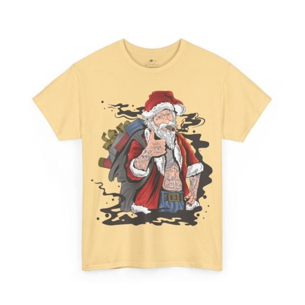 Tattooed Santa T-Shirt – Cool Cotton Tee with Smoking Santa Claus Design