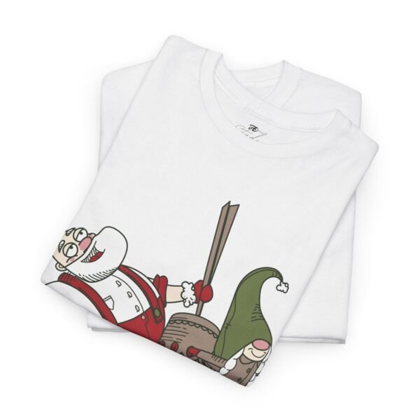 Santa Claus Riding Ornament Christmas T-Shirt - Funny Holiday Elf Tee - Festive Cartoon Christmas Shirt for Holiday Cheer - Image 2