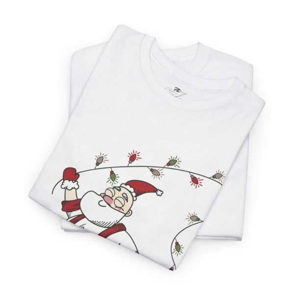 Santa and Elf Ice Skating Christmas T-Shirt - Festive Holiday Lights Tee - Funny Cartoon Santa Claus Shirt for Holiday Fun - Image 2