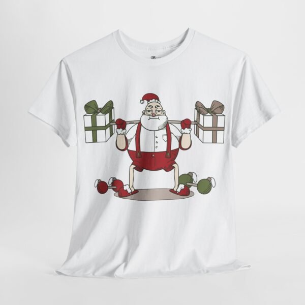 Santa Claus Lifting Presents Christmas T-Shirt - Funny Holiday Workout Tee - Image 2