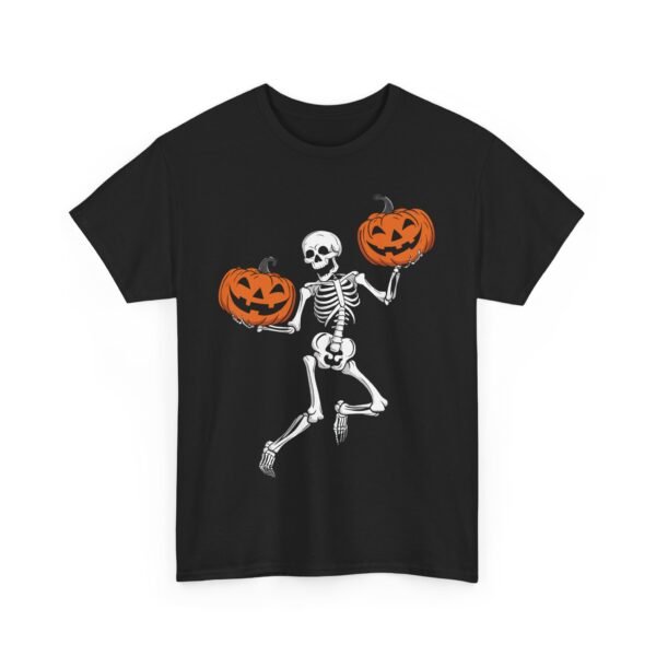 Skeleton with Pumpkins on Hands Halloween T-Shirt 100% Cotton Unisex