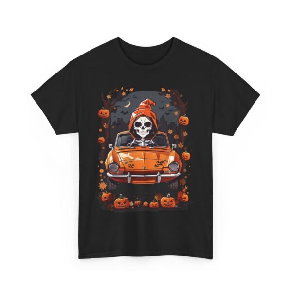 Skeleton with Pumpkins Car Halloween T-Shirt 100% Cotton Unisex