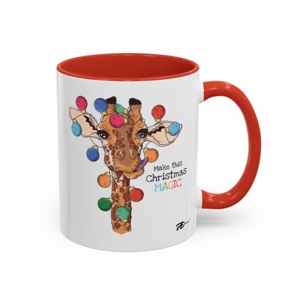 Make This Christmas Magic" 11oz Ceramic Mug – Fun Holiday Giraffe Lights Design