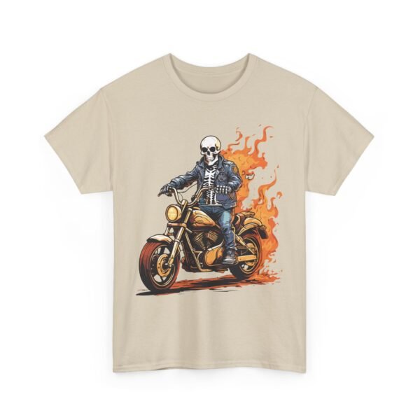 Flames Skeleton Motorcycle Halloween T-Shirt 100% Cotton Unisex