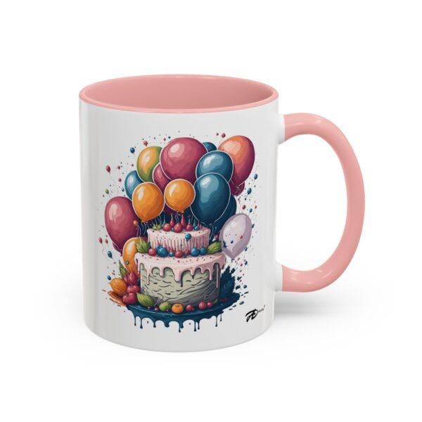 Happy Birthday Cake - 11oz Birthday Mug with Colorful Balloon Design