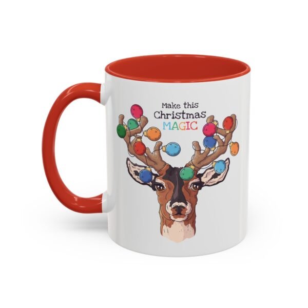 Make This Christmas Magic" 11oz Ceramic Mug – Fun Holiday Giraffe Lights Design - Image 3