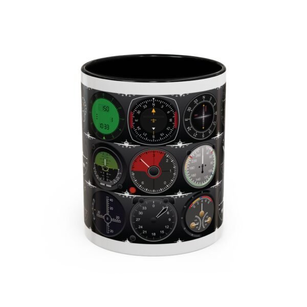 11oz Ceramic Mug with Pilot Instrument Panel Graphic – Perfect for Aviators & Flight Enthusiasts