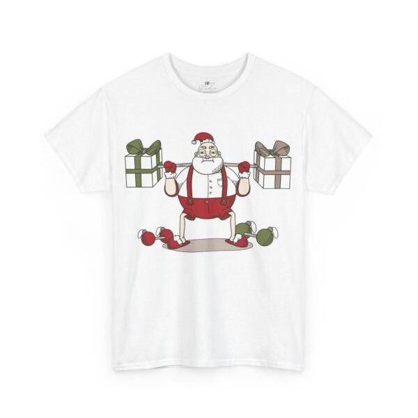 Santa Claus Lifting Presents Christmas T-Shirt - Funny Holiday Workout Tee