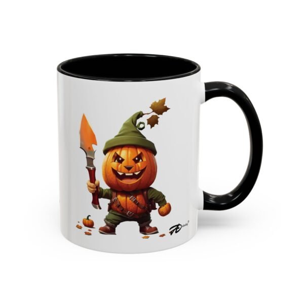 Pumpkin Warrior Halloween Ceramic Mug -11oz Glossy Accent Cup with Vibrant Color Contrast