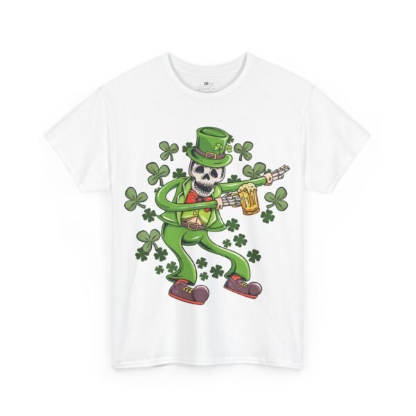 St. Patrick’s Day Cotton Tee with Green Clover Skull Graphic – Festive and Fun