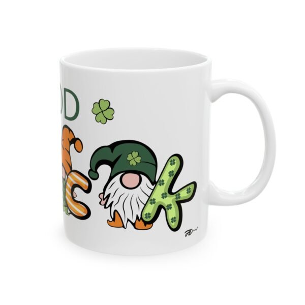 Good Luck - 11oz White Ceramic Mug with Shamrock Design for St. Patrick's Day Festivities - Image 4