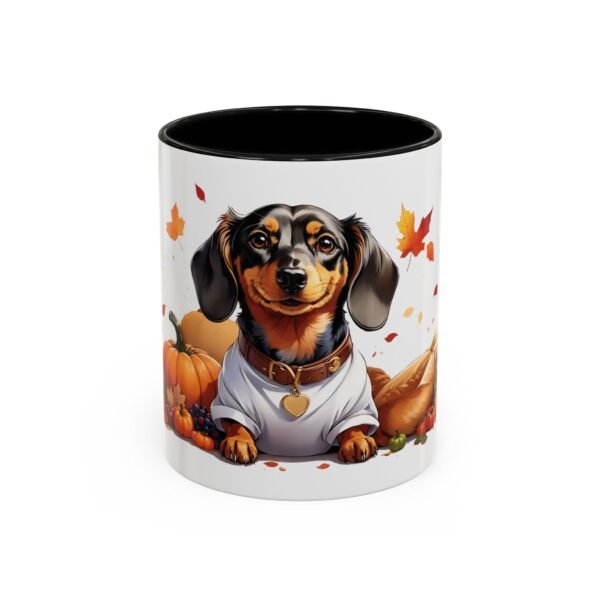 Dachshund with Pumpkins Grateful & Thankful Ceramic Mug -11oz Thanksgiving Coffee Cup