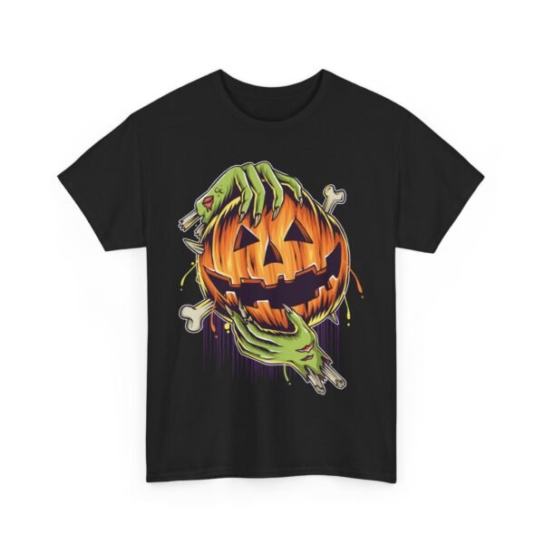 Pumpkin Zombie Hands Halloween T-Shirt 100% Cotton Unisex - Image 2