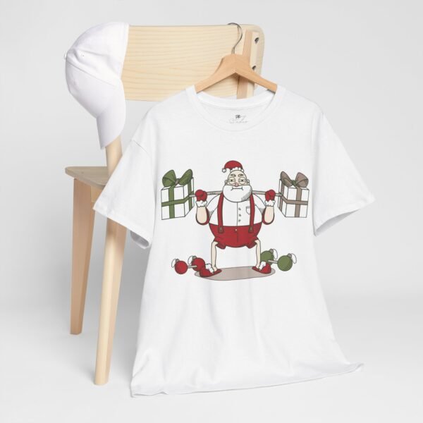 Santa Claus Lifting Presents Christmas T-Shirt - Funny Holiday Workout Tee - Image 3