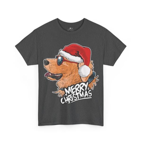 Merry Christmas Dog T-Shirt – Fun Holiday Cotton Tee with Santa Hat and Sunglasses