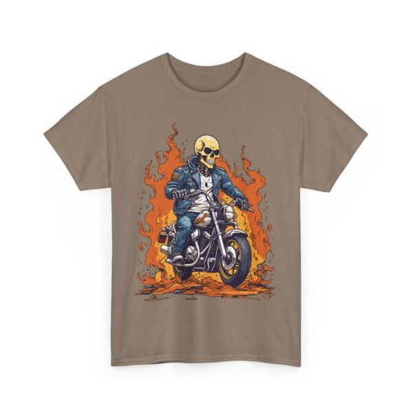 Flames Skeleton Biker Halloween T-Shirt 100% Cotton Unisex - Image 4