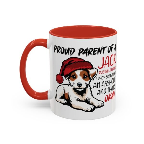 Jack Russell Terrier Mug – Cute Christmas Dog, Festive Santa Hat, Holiday Fun - Image 3