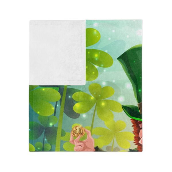 St. Patrick's Day Velveteen Blanket – Lucky Leprechaun & Shamrocks Design - Image 2