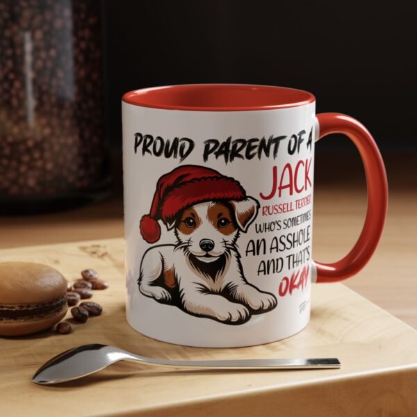 Jack Russell Terrier Mug – Cute Christmas Dog, Festive Santa Hat, Holiday Fun - Image 5