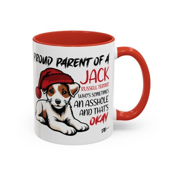 Jack Russell Terrier Mug – Cute Christmas Dog, Festive Santa Hat, Holiday Fun