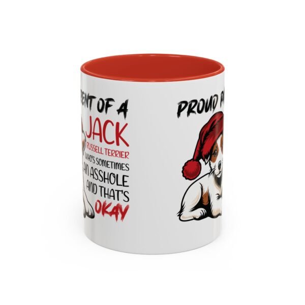 Jack Russell Terrier Mug – Cute Christmas Dog, Festive Santa Hat, Holiday Fun - Image 2