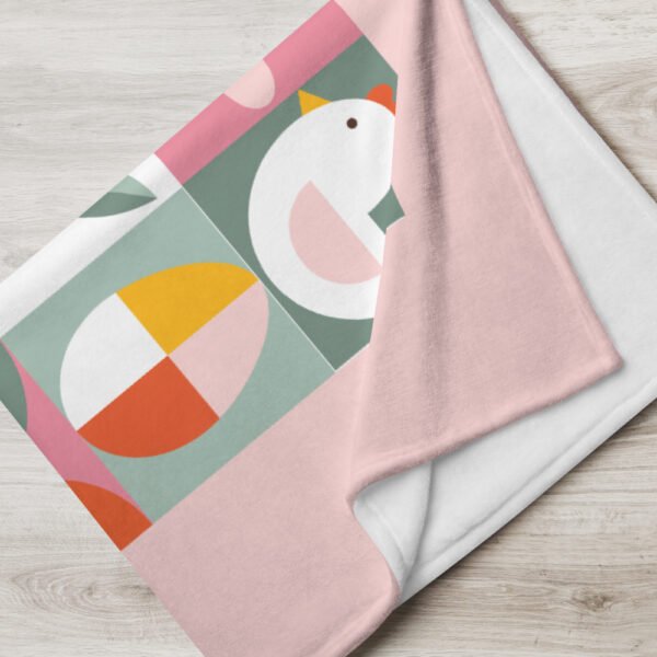 Easter Velveteen Blanket – Modern Chick, Eggs, Flowers & Bunny Paw Design - Image 4