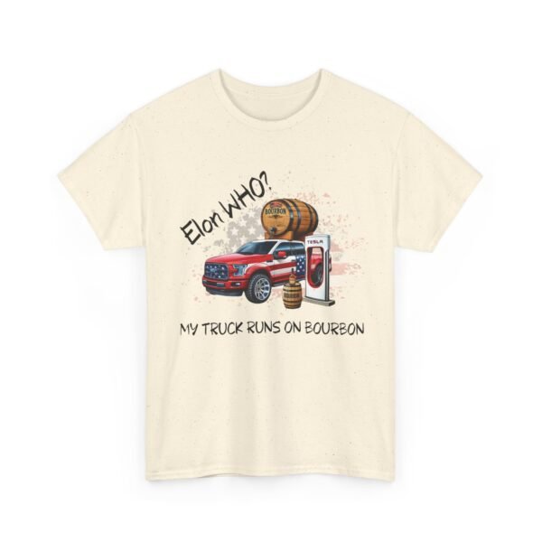 Elon Who? Bourbon-Powered Freedom – American Flag Truck Tee - Image 3